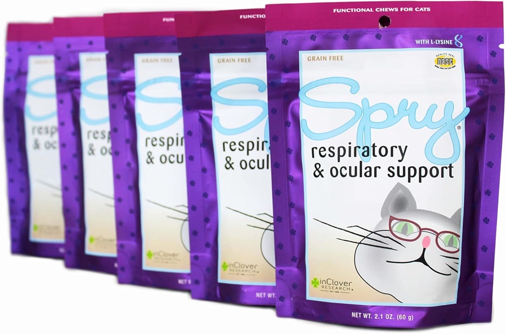 Clover Spry, Cat Eye Care Support, L-Lysine Cat Treat Supplement, Cat Immune Support Supplement, Cat Health Daily Treat, Prebiyotik Cat Health Support, Cat Antioksi Respiratory Health for Cats