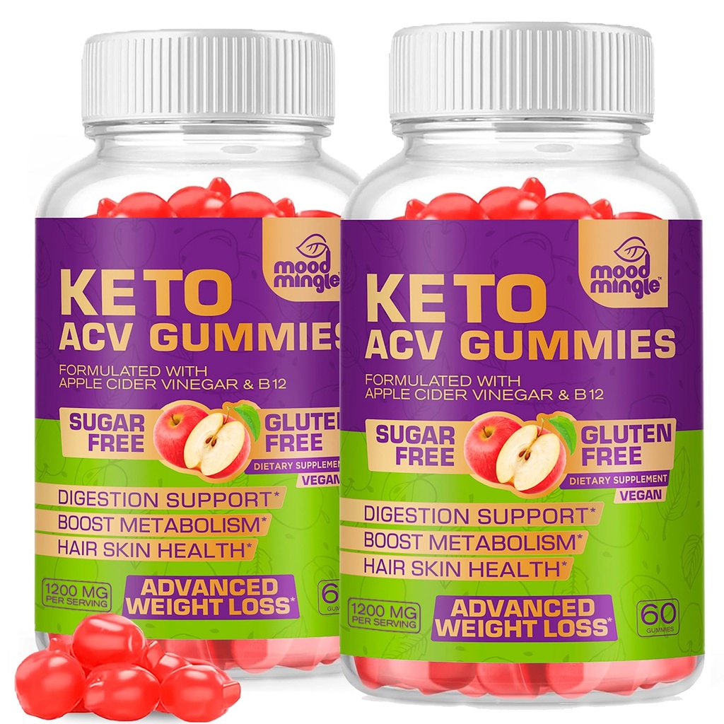 Keto ACV Gummies Γλουτένη & Χωρίς ζάχαρη Μηλίτης Ξίδι Ξύδι για Σύνθετη Απώλεια βάρους - Ταχεία λίπος συμπλήρωμα διατροφής Burner για γυναίκες άνδρες - 60 Gummies (1000MG)