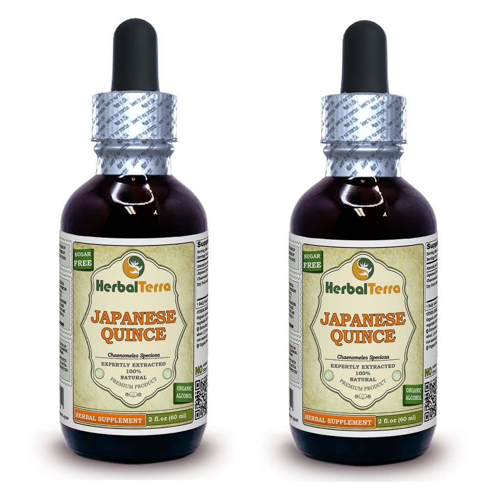 Çin Quince (Chaenomeles Speciosa) Tincture, kuru Meyveler Sıvı Tür (Brand Name: HerbalTerra, Proudly Made in USA) 2x2 fl.oz (2x60 ml)