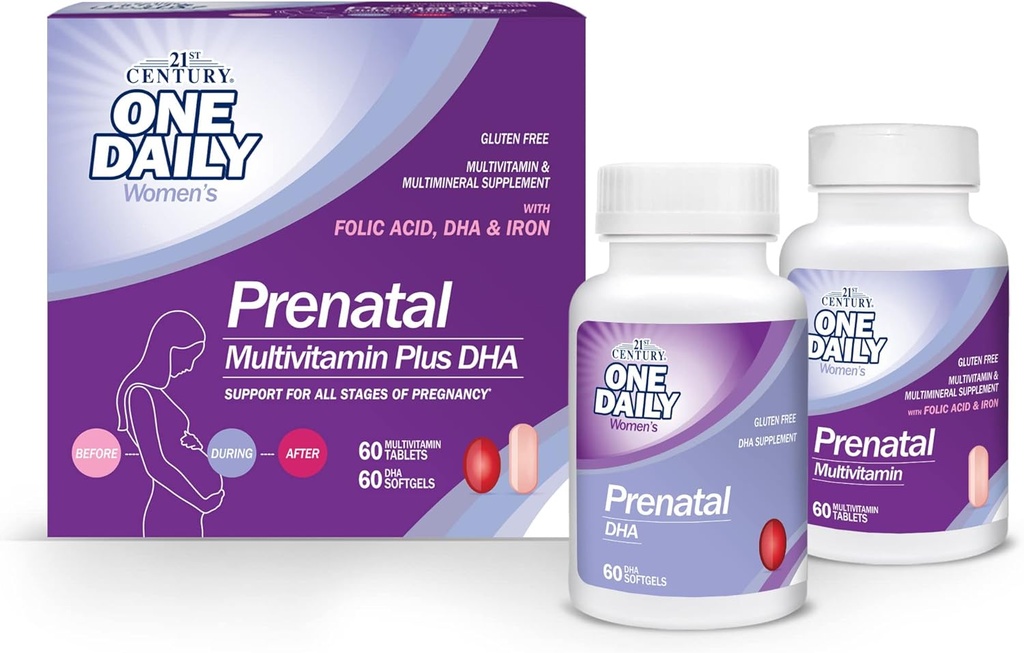 21ος αιώνας Προγεννητικός με DHA, δισκία και Softgels, 120 κόμης