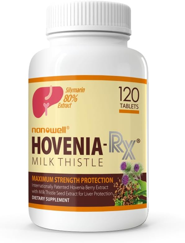 NANOWELL Hovenia-RX Milk Butle - Liver Support Supplement ile% 80 Silymarin Milk Butle Tohum Ekstraksiyonu - 120 Tablet, 30 Gün Supply