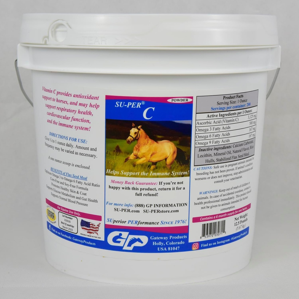 S Vitamin C Atlar için - Equine Antioksi & Immune Support Supplement - Horses & Minerals Supplement - 12.5 Vitamin C Pounds