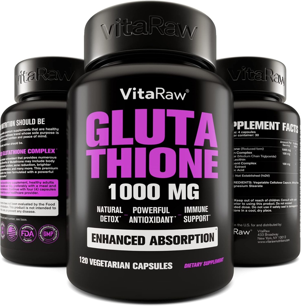 1000mg Γλουταθειόνη για την Ανοσολογική Υποστήριξη - 100mg Συγκρότημα Απορρόφησης - Μειωμένο συμπλήρωμα λιποσωμικής γλουταθειόνης με Άλφα Λιποϊκού Οξέως - Εγκέφαλος Booster, Λαμπερό Δέρμα, Ηπατική Υποστήριξη