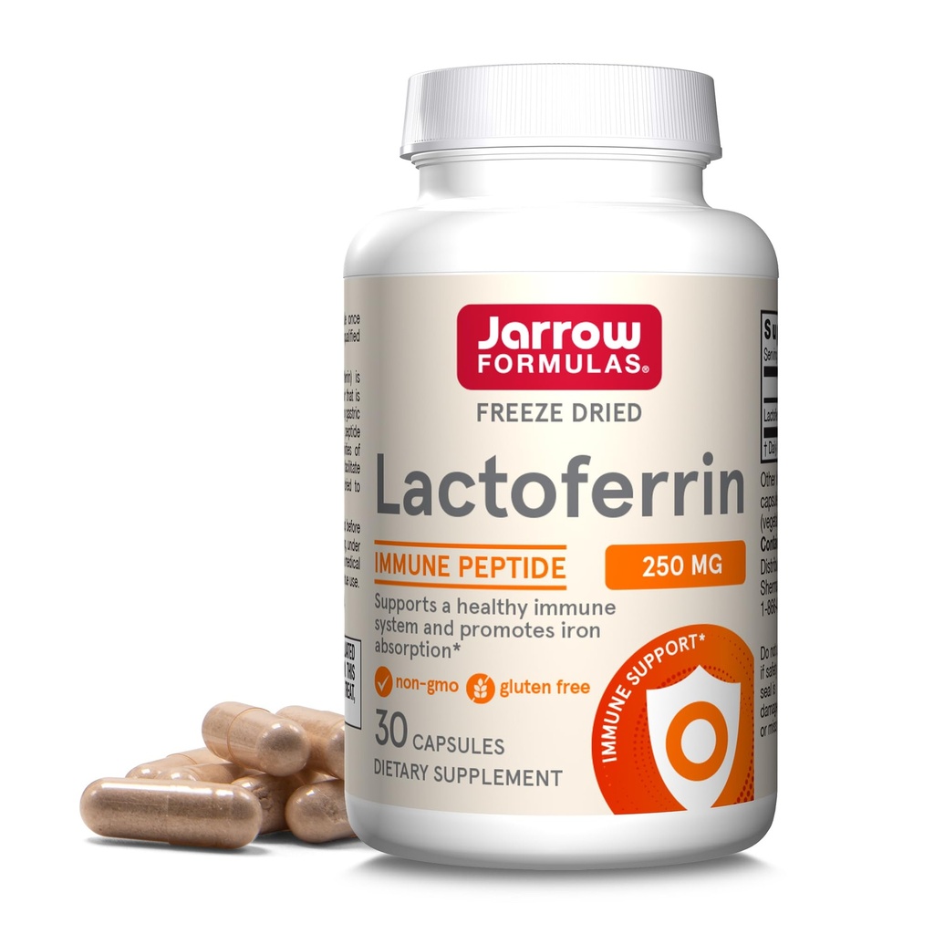 Jarrow Formulas Lactoferrin 250 mg - Immune- Supporting Glycoprotein - Sağlıklı Immune Sistem Desteği ve Demir Aborpsiyon - Ücretsiz - Gluten Free - Non-GMO - 30 Capsules (Servings)