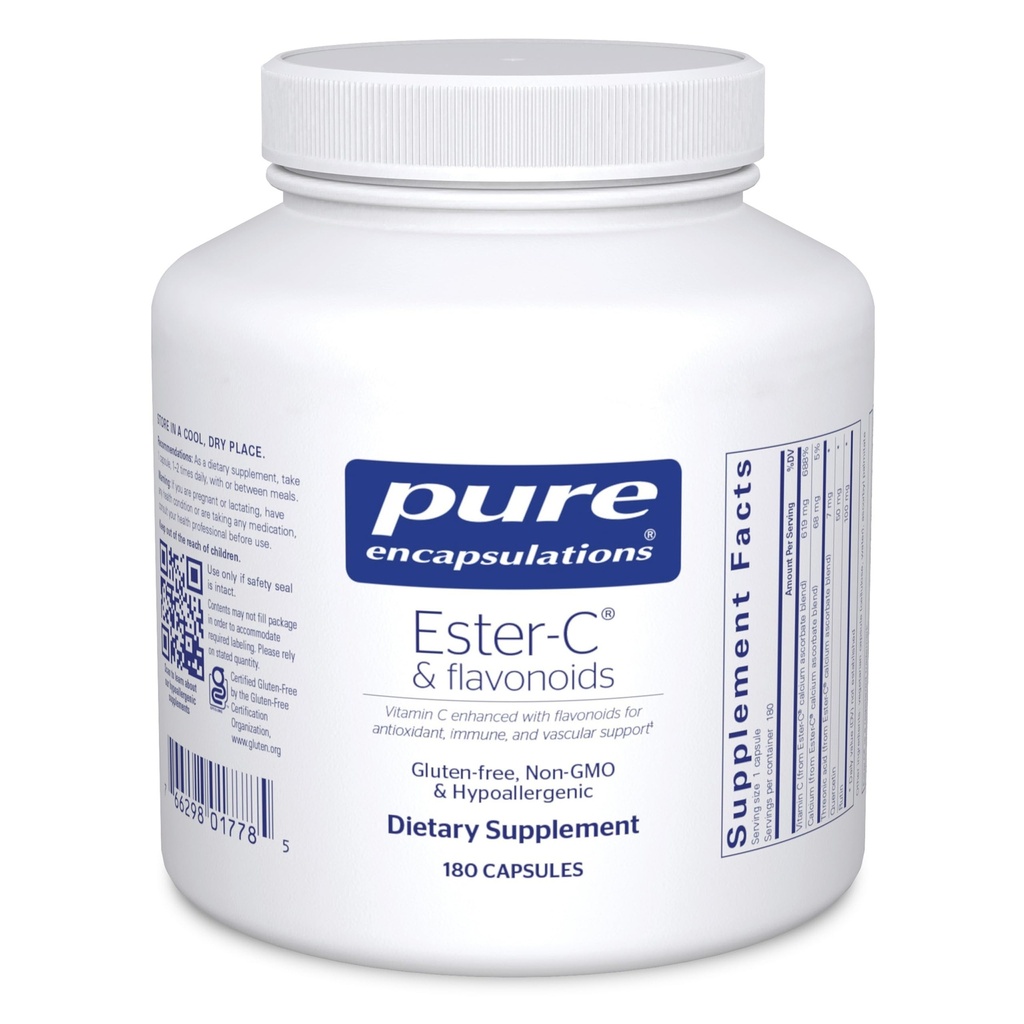 Saf Encapsulations Ester-C & Flavonoids - Antioksitler için C Supplement - Immune & Vascular Support* withdis & Düsseldorf - Digestion - Vegan & Non-GMO - 180 Capsules