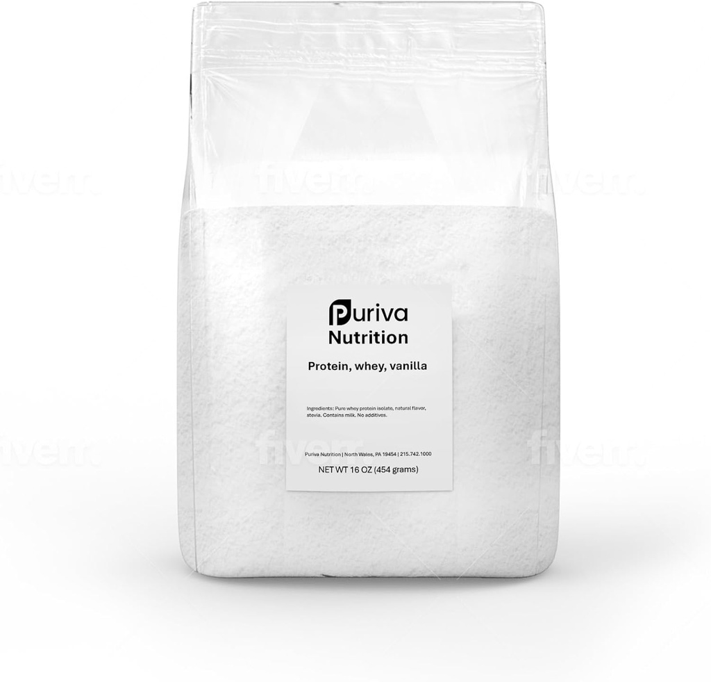 Protein Powder, Whey Protein Isolate, Vanilla, 1 Pound