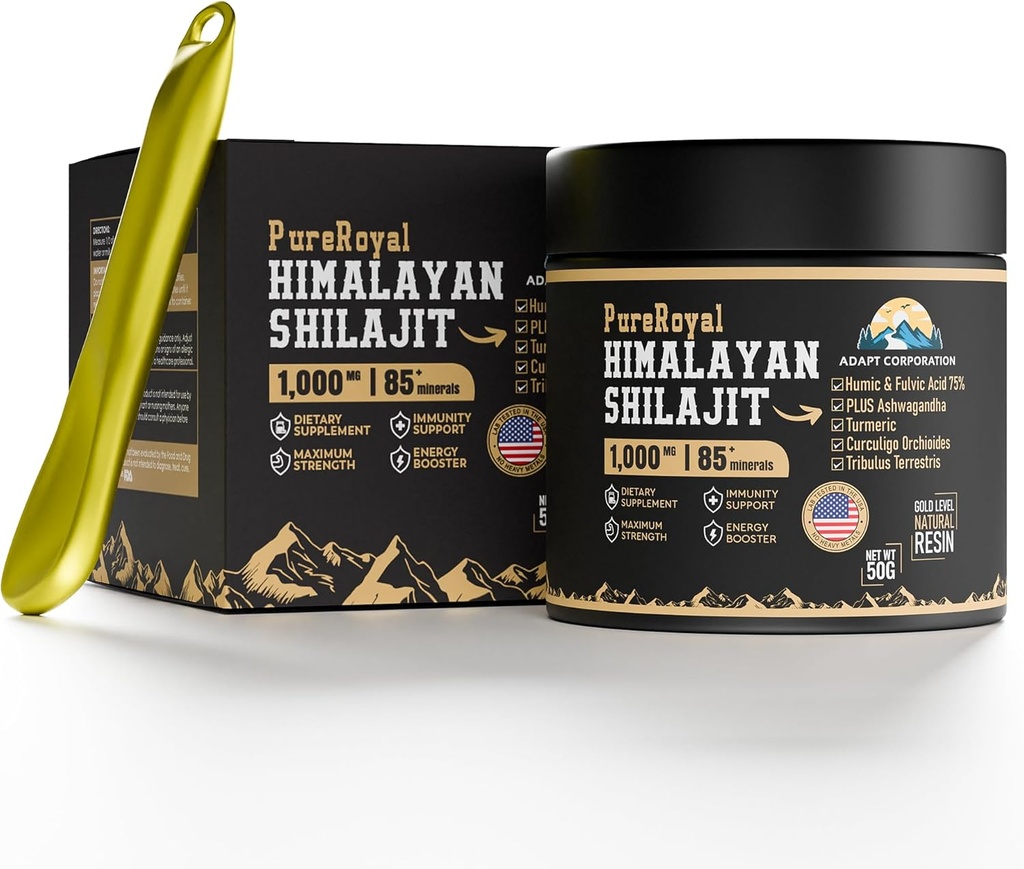 Resin Shilajit των Ιμαλαΐων – Υψηλή ισχύς, 1100 MG εκχύλισμα Ιμαλαΐων, 75%+ Fulvic Acid, Energy, Wellness & Immunity Support, 85+ Trace Minerals, Lab Tested, 50g Jar, 46 Servings