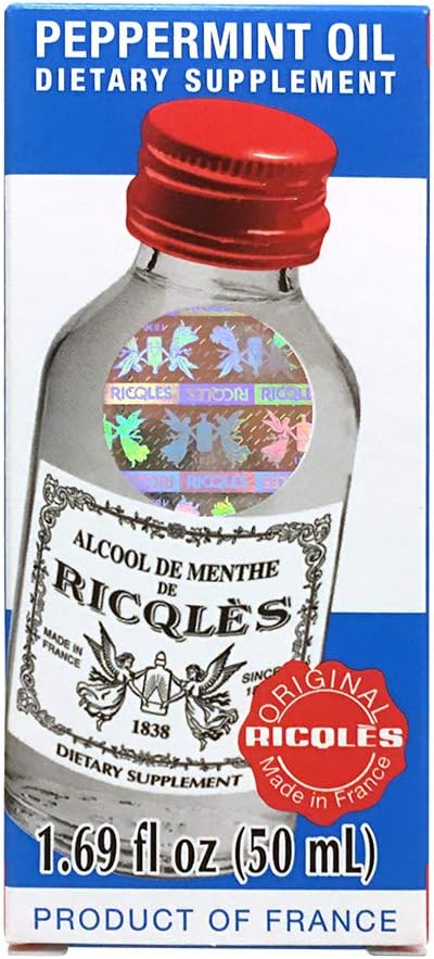 Ricqles Peppermint Oil Diyetary Supplement (Sağlıklı Digestion, Intestinal Comfort) (1.69 fl. oz) (1 Şişe) (Fransa Ürün)