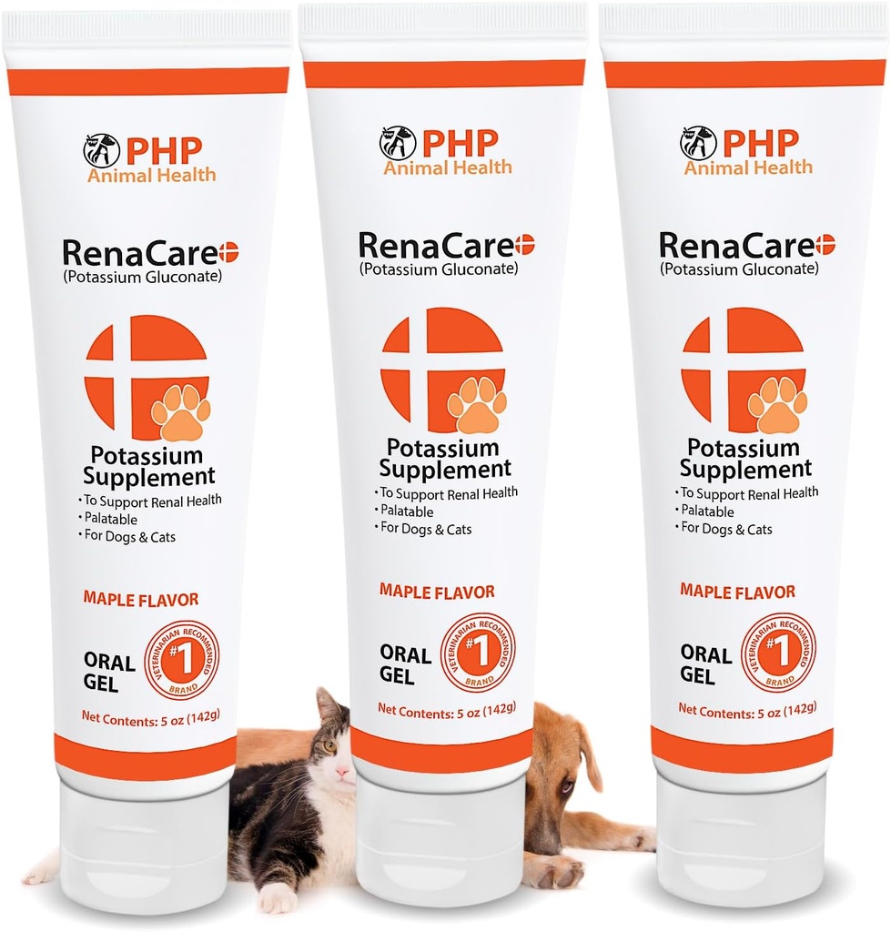 RenaCare K, Renal K (Uygulamalı Gluconate) Köpekler ve Kediler için Potasyum Tamam Gel, (15 oz) Maple Flavor (Made in U.S.A) ile