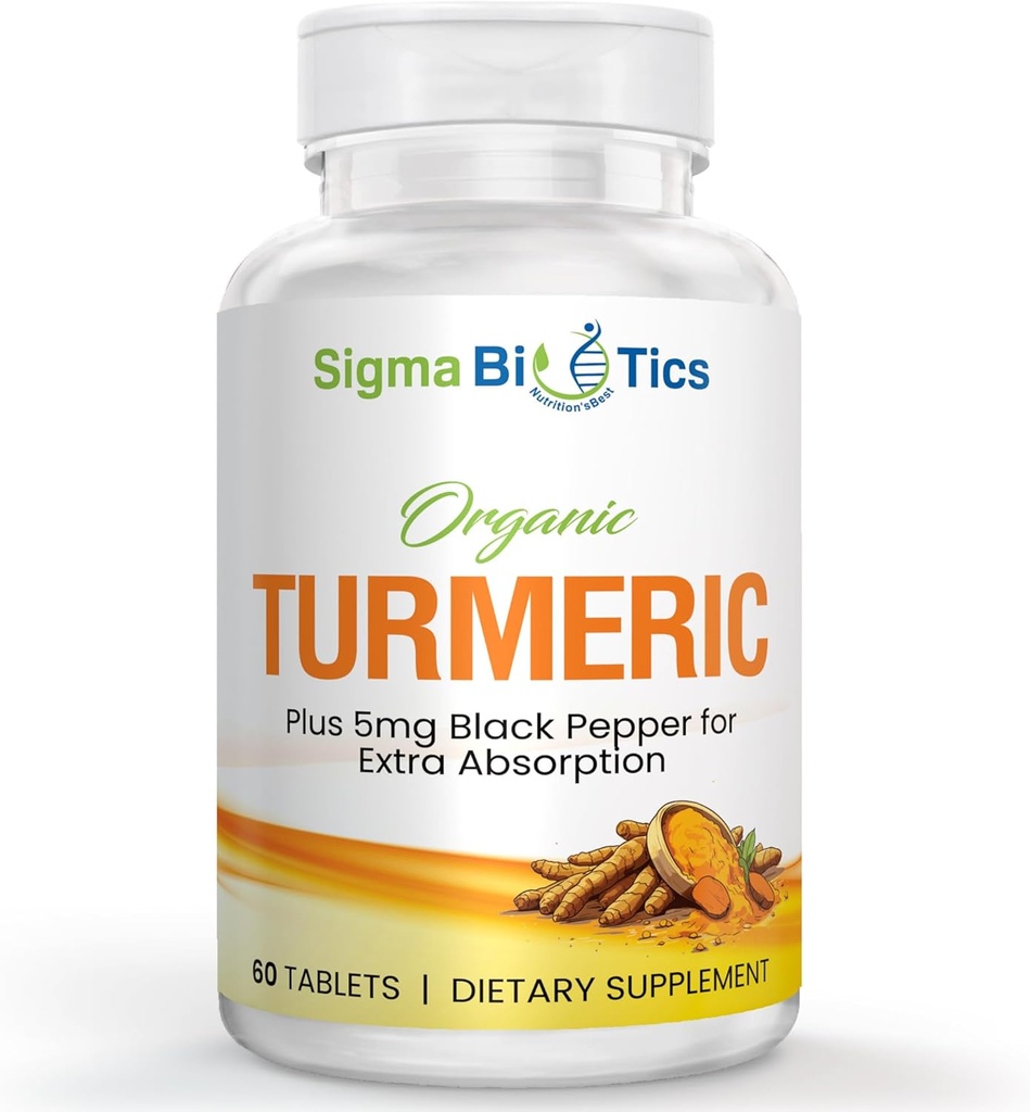 Organic Turmeric Curcumin Supplement - Joint & Immune Health Support Supplements - 700 mg Organic Turmeric with Black Pepper for Easy Absorption - Non-GMO & 2 Months Supply - 60 Tablets