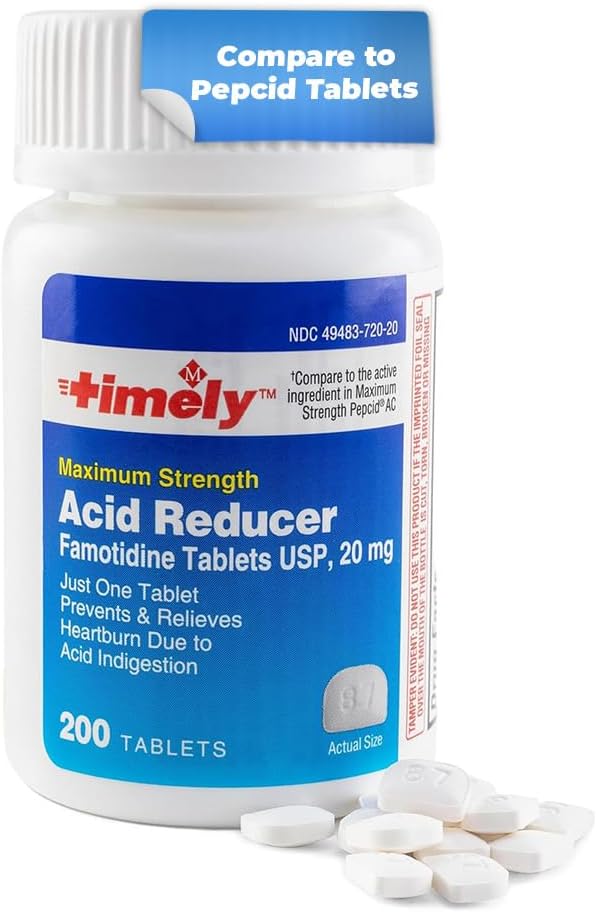Zamanlı Asit Yönleri Famotidine 20 mg - Kalpburn Yardımı ve Asit İndigestion Belirtileri için Anatcid Asit Reflux Tıp - 200 Tablet