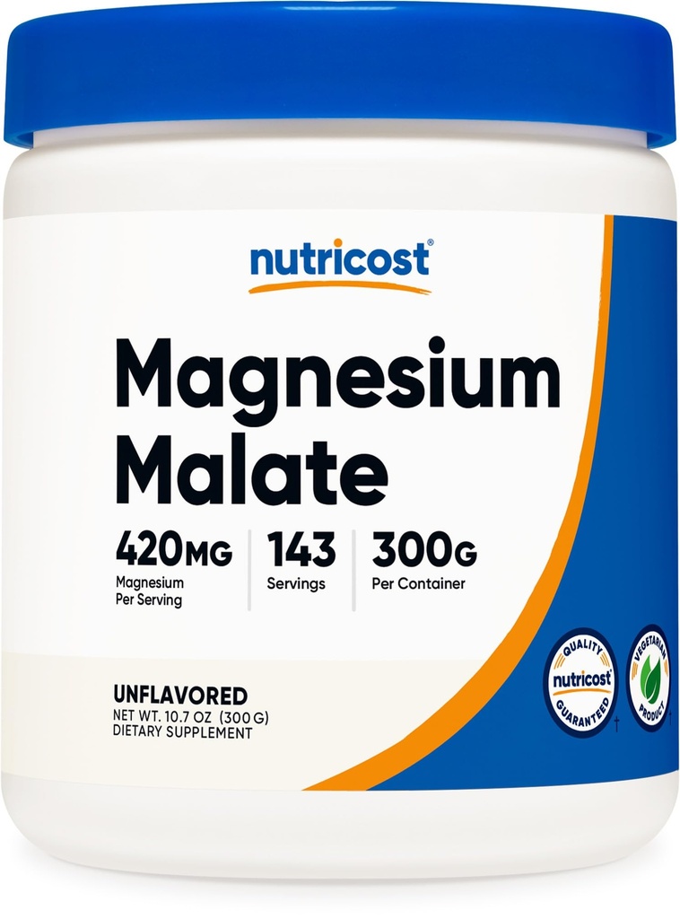 Nutricost Magnezyum Malate Toz (300g) - 420 mg of Magnezyum Per Service - Non-GMO, Gluten Free