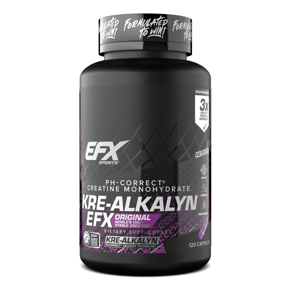 EFX Sports Kre-Alkalyn EFX | pH Doğru Krein Monohidrat Pill Supplement | Güçlü, Kas Büyüme ve Performans | 60 Hizmet, 120 Capsules