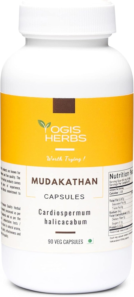 YOGIS HERBS Mudakathan Capsules (Cardiospermum Halicabum) | 90 Veg Capsules |% 100 Natural