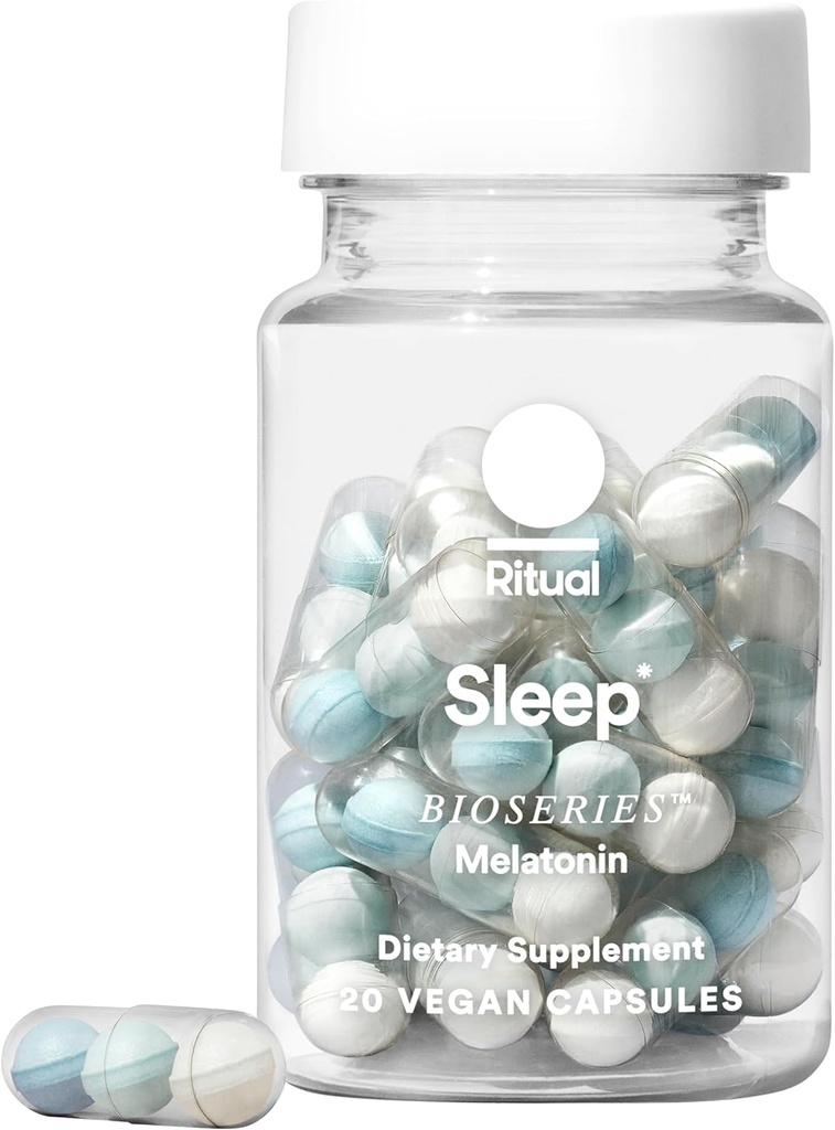 Ritual Sleep BioseriesTM Μελατονίνη: Βοηθητικό ύπνου για ενήλικες, συμπλήρωμα ύπνου με το χρόνο απελευθερωμένες κάψουλες, Vegan ναρκωτικές βιταμίνες ύπνου για όλη τη νύχτα υποστήριξη ύπνου, 20 κάψουλες