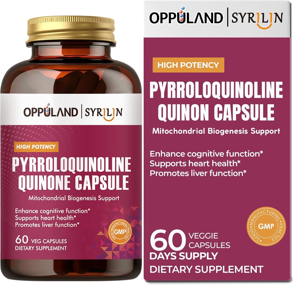 Pyrroloquinoline Quinone-PQ Supplement 20 mg-Depres Heart Health*-Gluten-Free,Non-GMO,Vegetarian-60 Veg Capsules