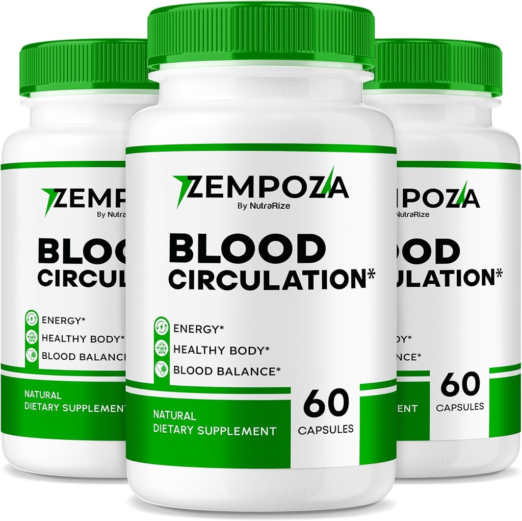 NutraRize (Pack of 3 Zempoza Capsules, Advanced Blood Support Formula, All Natural Supplement Maintain Healthy Levels, Official for Overall Wellness, Pastillas Reviews (180 Capsules)