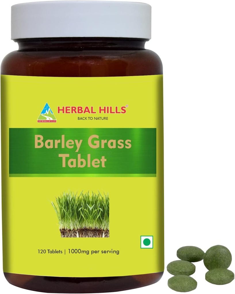 HERBAL HILLS Barley Grass Tablets 120 Count Vegan Friendly Superfood