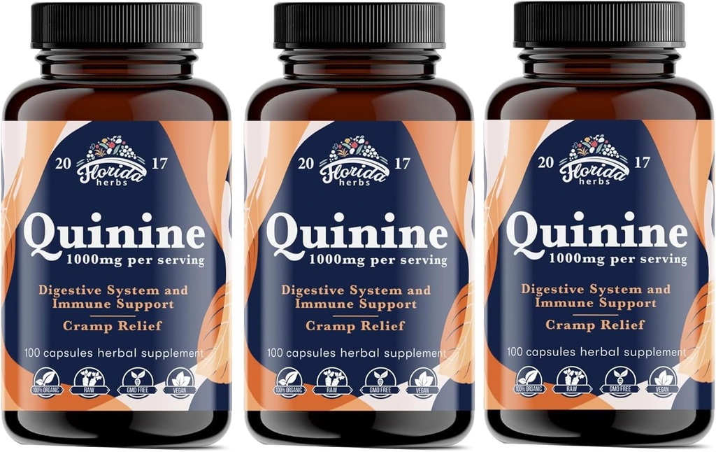 Leg Cramps Support Organic Pills - 1000 mg - Cramp Savunma için Quinine Tabletleri - Cinchona Bark Herb Supplement - Quinine Capsules for Muscleamp - Made in USA - 1000 mg (330 Count)
