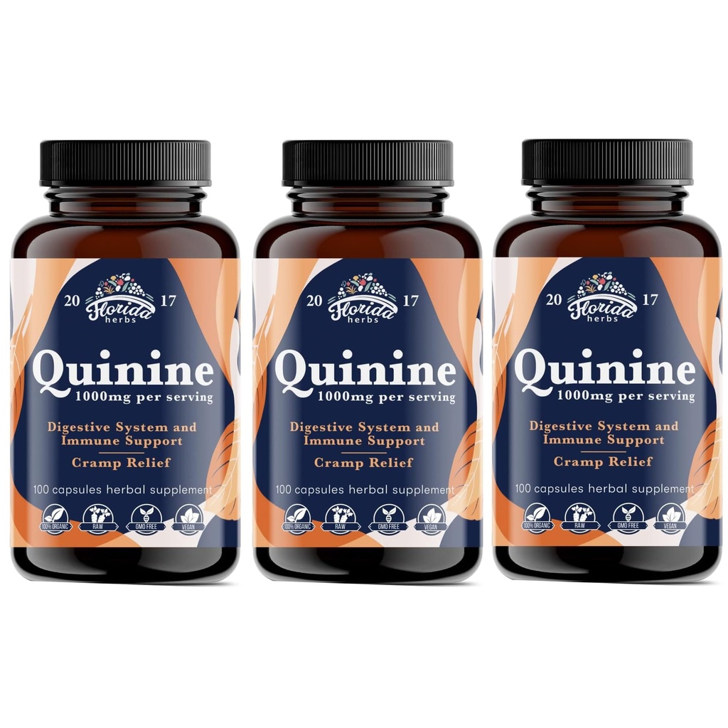 Leg Cramps Support Organic Pills - 1000 mg - Cramp Savunma için Quinine Tabletleri - Cinchona Bark Herb Supplement - Quinine Capsules for Muscleamp - Made in USA - 1000 mg (330 Count)