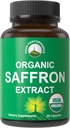 Saffron Supplements - USDA Organik Saffron Ekstraksiyon Capsules for Women, Men, and Kids. with Organic Prebiyotik Fiber instead of Filler. Mood için Saf ve Doğal, Beyin, Focus, Cravings, PMS