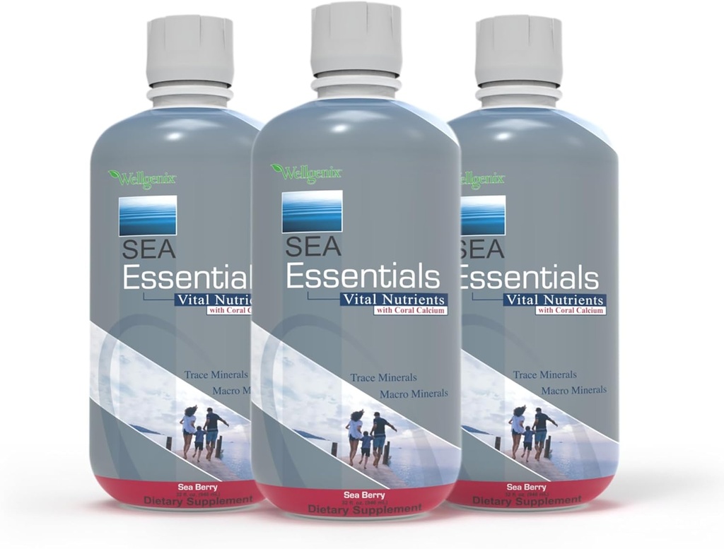Wellgenix Sea Essentials Vital Nutrients - Coraldis Sıvı Multivtamin - Yetişkinler ve Çocuklar Günlük Tamam - Beslenme Deniz Vejetasyon Mineral İçilir - Deniz Berry Flavor 32oz (3)