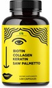 HERBALICIOUS Βιταμίνες βιοτίνης με κολλαγόνο, κερατίνη & πριόνι Palmetto για γυναίκες και άνδρες - Biotin 10000 mcg συμπλήρωμα καρφιών δέρματος μαλλιών για τα μαλλιά, δέρμα, και νύχια ευεξίας - Made in USA, 120 κάψουλες