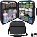 Extra-Large Pill μπουκάλι Organizer, τσάντα ιατρικής, φορέας για φάρμακα, βιταμίνες, και ιατρικές προμήθειες - Modular Travel Ιατρική Organizer και Home Storage Med Bag - σκούρο γκρι (με κλειδαριά)