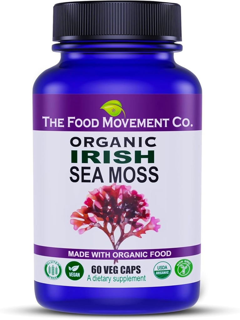 İrlandalı Deniz Moss, Organik Prebiyotik Gıda, 70'den Fazla Epis, Sağlıklı Eliminasyon, Digestion ve Immune Support 60 Vegetarian Capsules