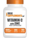 BulkSupplements.com Vitamin C ile çinko Capsules - C 1000 mg & çinko 15mg, Immune Support - Vegan, 2 Capsules per Service, 360 Veg Count (Pack of 1)
