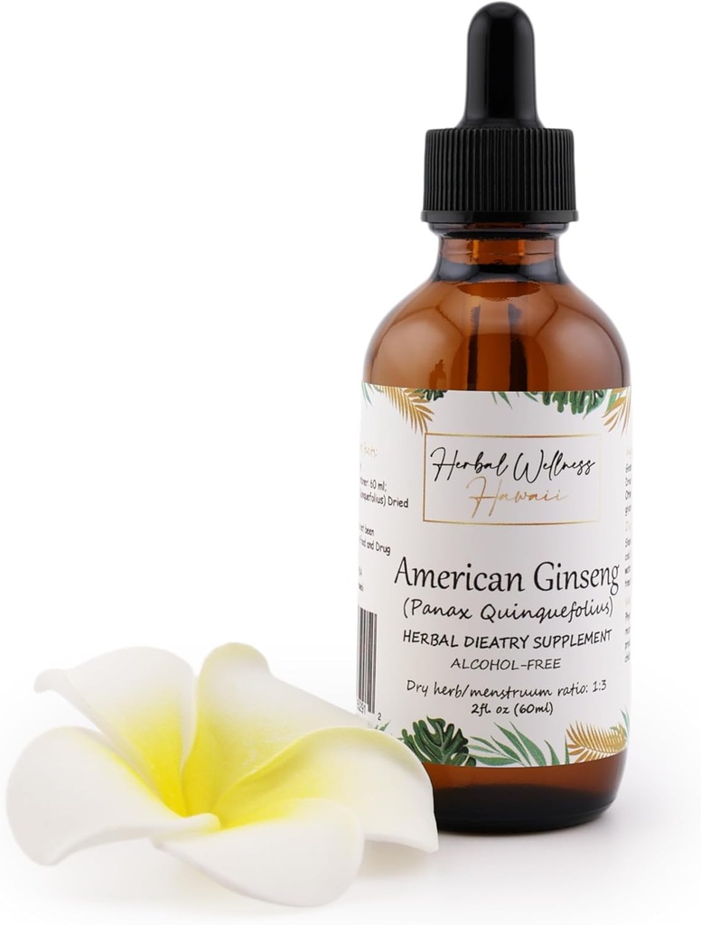 American Ginseng Liquid Extract (Panax Quinquefolius) - Συμπλήρωμα διατροφής για την υποστήριξη της ενέργειας και της ανοσίας, Βιολογικά φυτικά γλυκερίνη, 2 Fl.oz