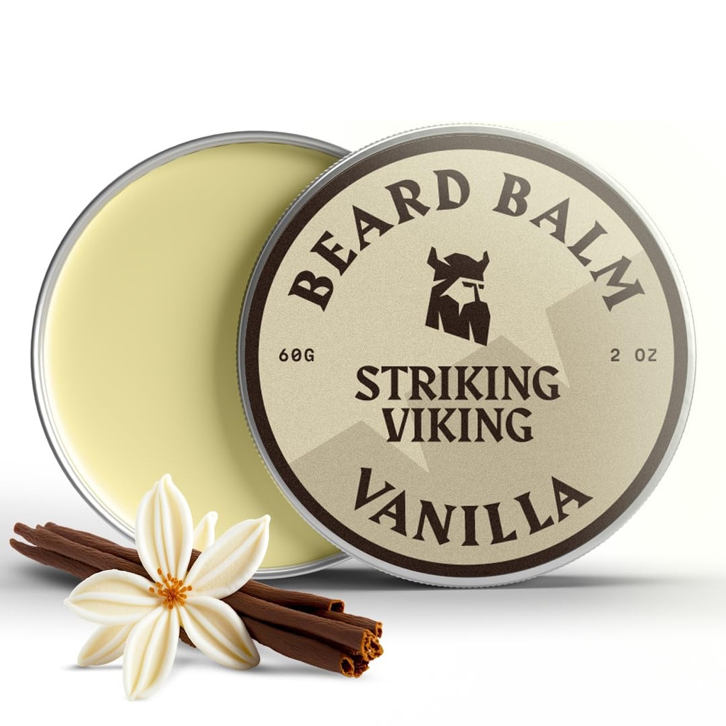 Striking Viking Ayıd Balm for Men - Beard Situationer - Styling Balm Doğal Türlü Ayıd Butter, Argan & Jojoba Oils (2 Ounce (kırda 1), Vanilla)