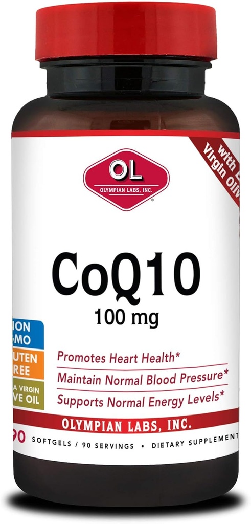 Olympian Labs Συνένζυμο Q10 100mg Softgels με Extra Virgin Olive Oil, Heart Health Support, Cell Protection from Free Radicals