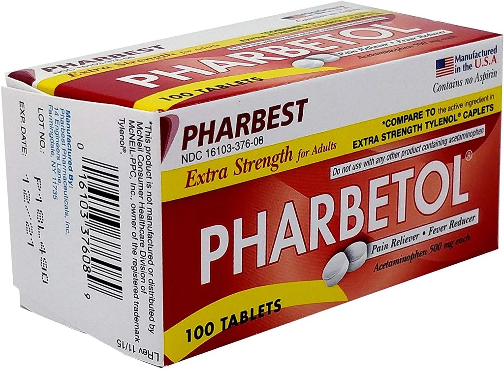 Pharbetol 500 mg Ekstra Güçlü Tabletler 100 Kont (Generic Extra Strength)
