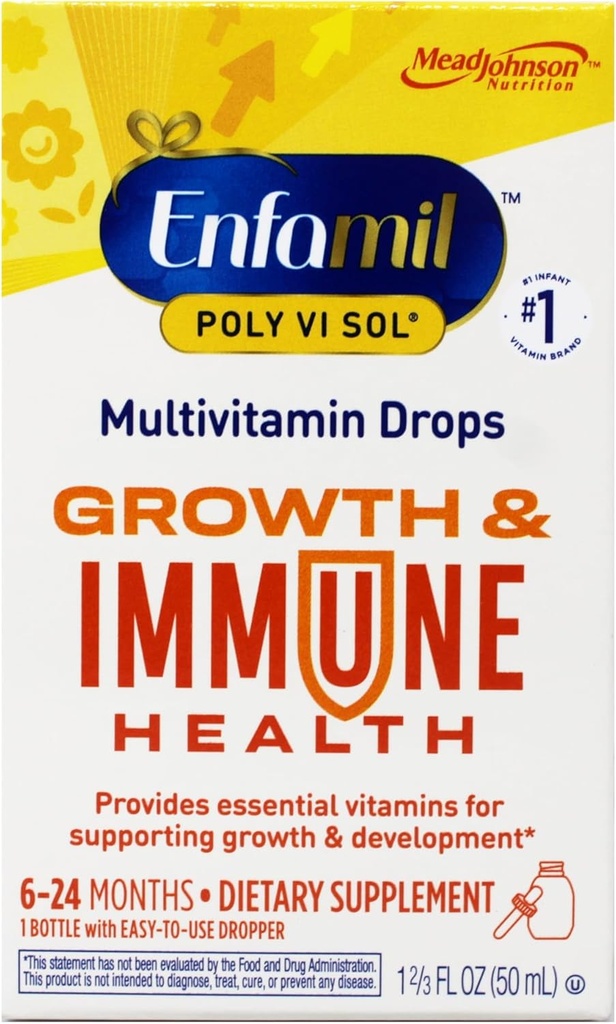 Enfamil Προγεννητικές & Βρεφικές Βιταμίνες Πολυ-Vi-Sol με Σιδήρου Πολυβιταμίνες Σταγόνες για Βρέφη και Τοντάρια, Φρούτα, 50 ml
