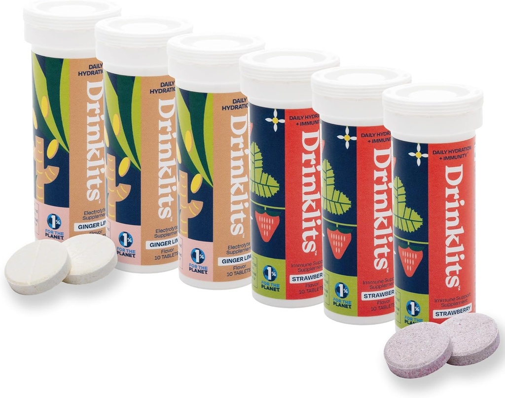 Ποτά Ginger-Lime Electrolyte Hydration & Strawberry Immunity Tablets (6) Tube Combo Pack 