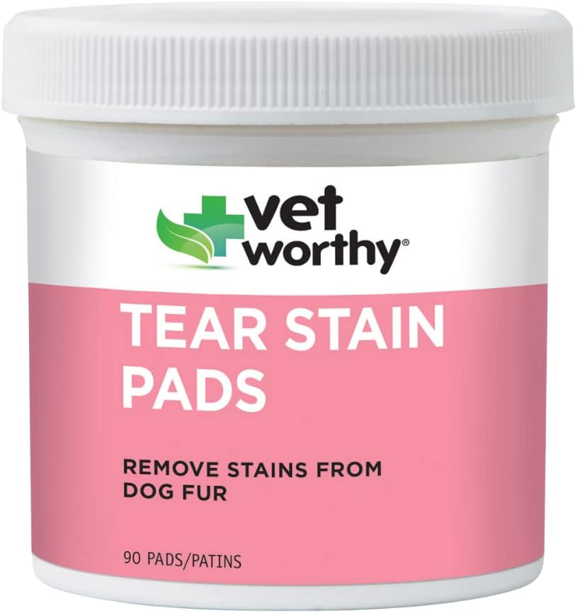 Vet Worthy Tear Stain Pads for Dogs - Λύση Μουσκεμένα Pads - Αφαιρέστε τα Stains από τα Dogs Γούνα - Απαλό και Ασφαλές - 90 Pads.