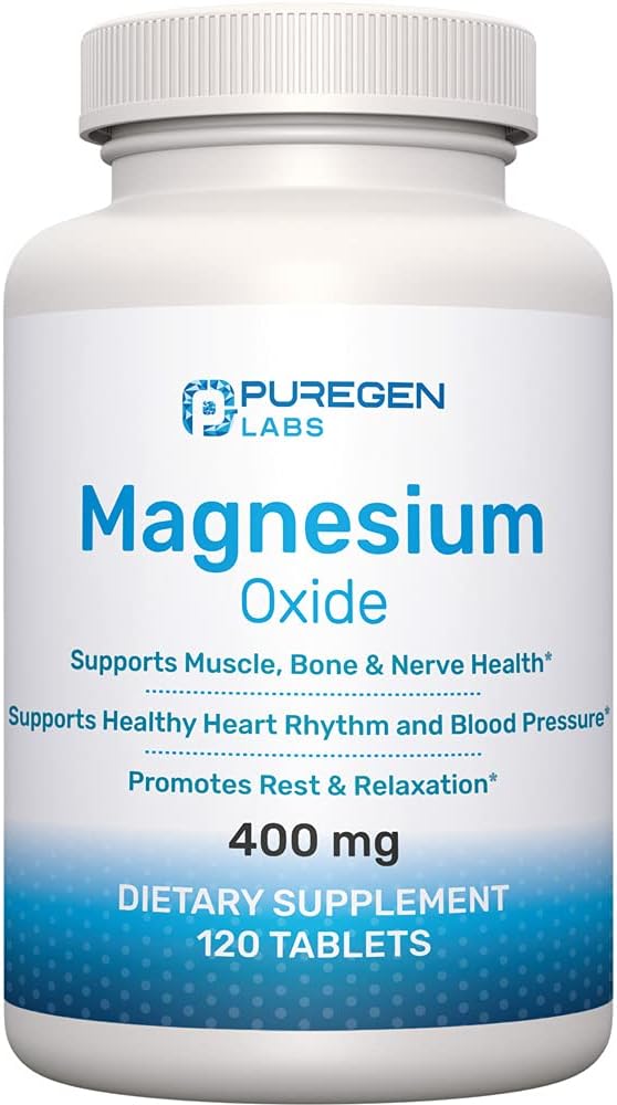Magnezyum 400 mg [High Potency] Supplement – Oksit Magnezyum for Immune Support, Muscle Recovery, Leg Cramps and Relaxation 120 Tablets