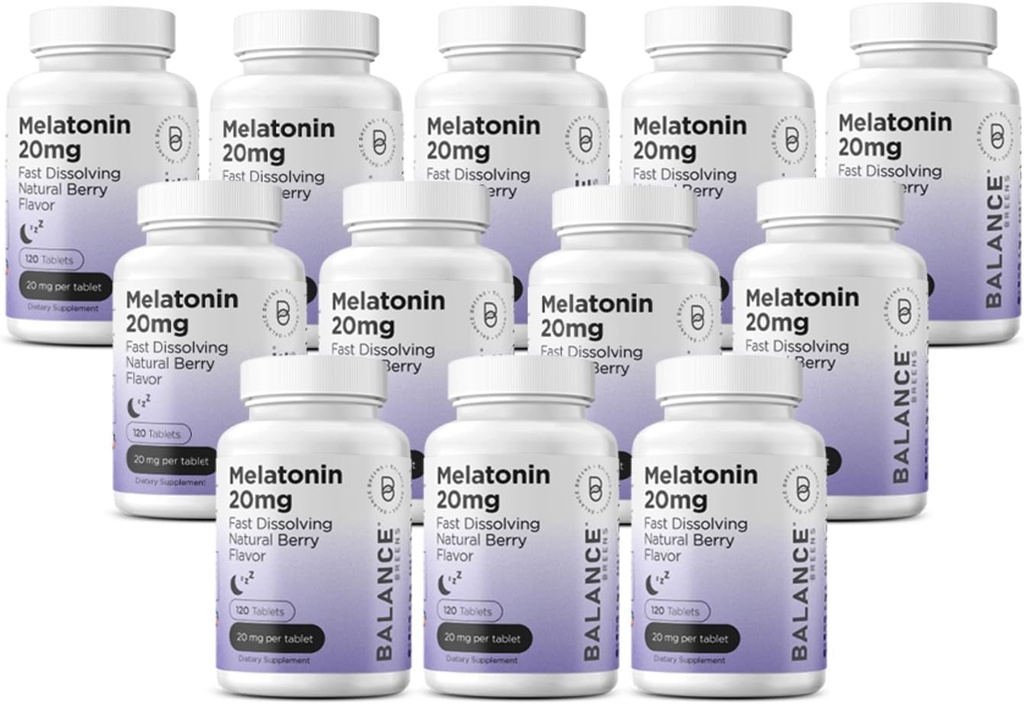 Dengeli Melatonin 20 mg Hızlı Dissolve Tabletleri - Yüksek Potency, Fast Acting, Natural Sleep Support - Yetişkinler için Uyku Yardımları - Sigarasız Formula - 120 Uyku Pills