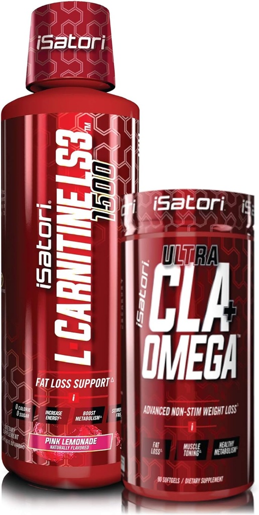 iSatori L-Carnitine LS3 Pink Lemonade 1500 mg (32 Hizmet) & iSatori Ultra CLA (90 Softgels)