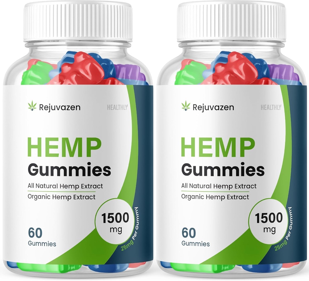 (2 Pack) Rejuvazen Gummies - Resmi Formula - Rejuvazen Hemp Gummies Kan Baskı Şeker Formula 300 mg, Rejuvazen Gummies Yüksek Potency Büyük Boyut Gummies 25mg Per Gummy 1500 mg (120 Gummies)