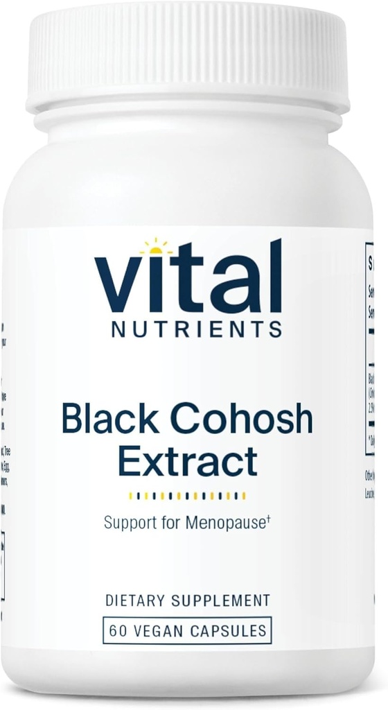 Vital Nutrients Black Cohosh Extract 250mg / Vegan Supplement for Women's Menopause, Hormonal Denge ve PMS Support* | Gluten, Dairy and Soy Free | Non-GMO | 60 Capsules