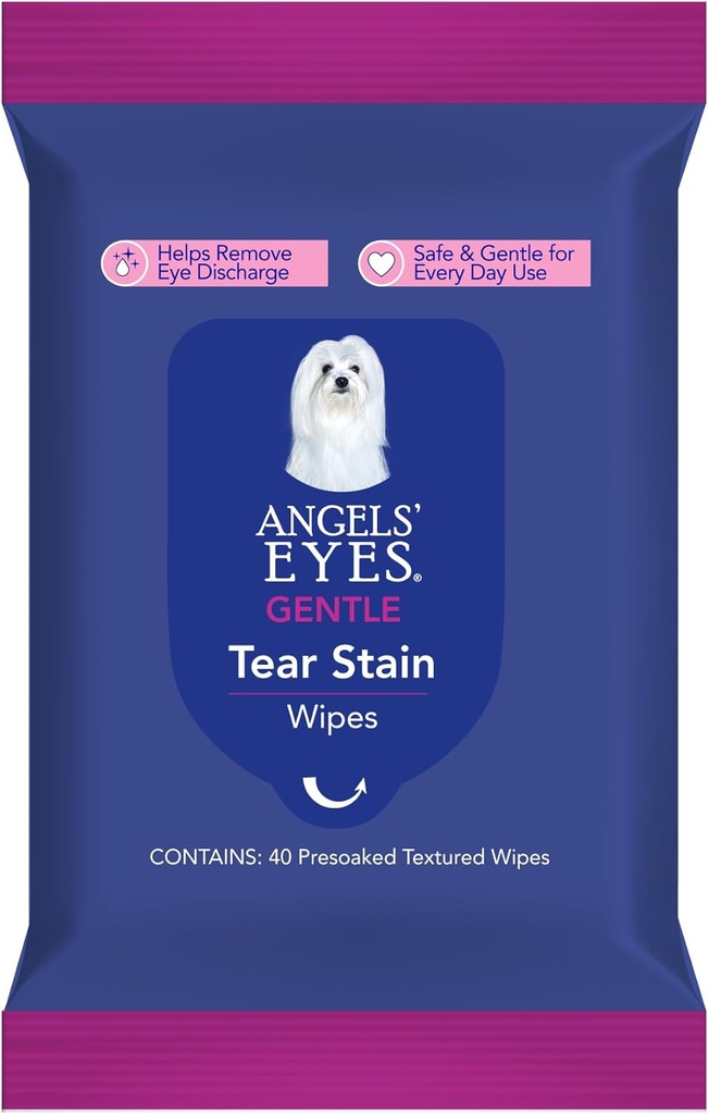 Τα μάτια του ANGELS πρόσωπο, μάτι & Paw καθαρισμός & Σκουπίδι δακρύων, μεγάλο 4”x7” Hypoallergenic Σκύλος & μαντηλάκια γάτας, μείωση δακρυγόνων, βρωμιά, και απαλλαγή, Αρώματα δωρεάν, 40 κόμης