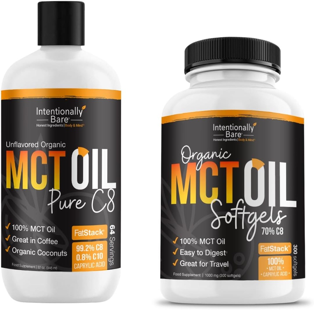 MCT Oil Capsules ve Pure C8 MCT Oil Sche.