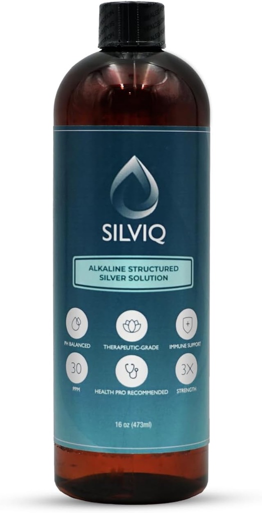 Yapılı Gümüş Su 30PPM - Doğal Immune Desteği için Fiilya Yapısı Gümüş Sıvı Çözüm Mineral Tamam - Gelişmiş Wellness & Gut Health - 16 Oz (437 ml)