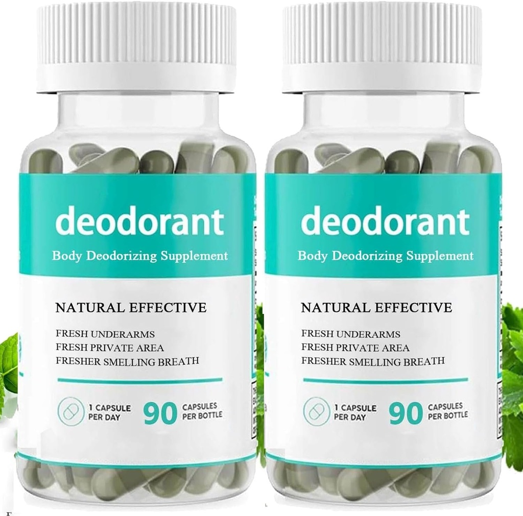 Full Body Deodoring Supplement, Natural Deodorant Pills Supplement, Defeat Odor Natural Capsule, Chlorophyll Capsules for Women & Men 90 Count