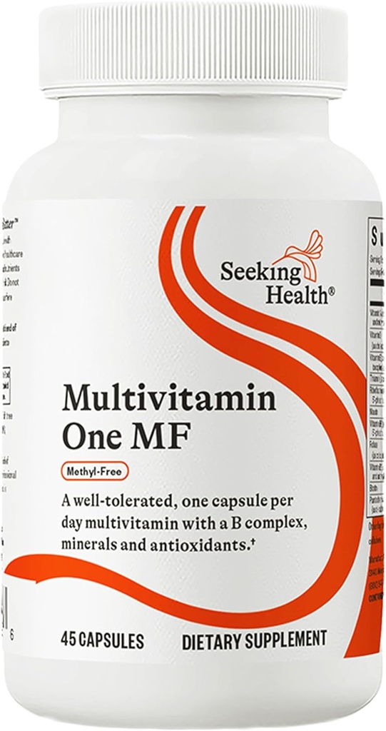 Seeking Health Multivitamin One MF - MTHFR Support Supplement with Folinic Acid & Vitamin B12 - Easy-to-Digest - Methyl-Free Vegetarian Capsule - 45 Veggie Capsules