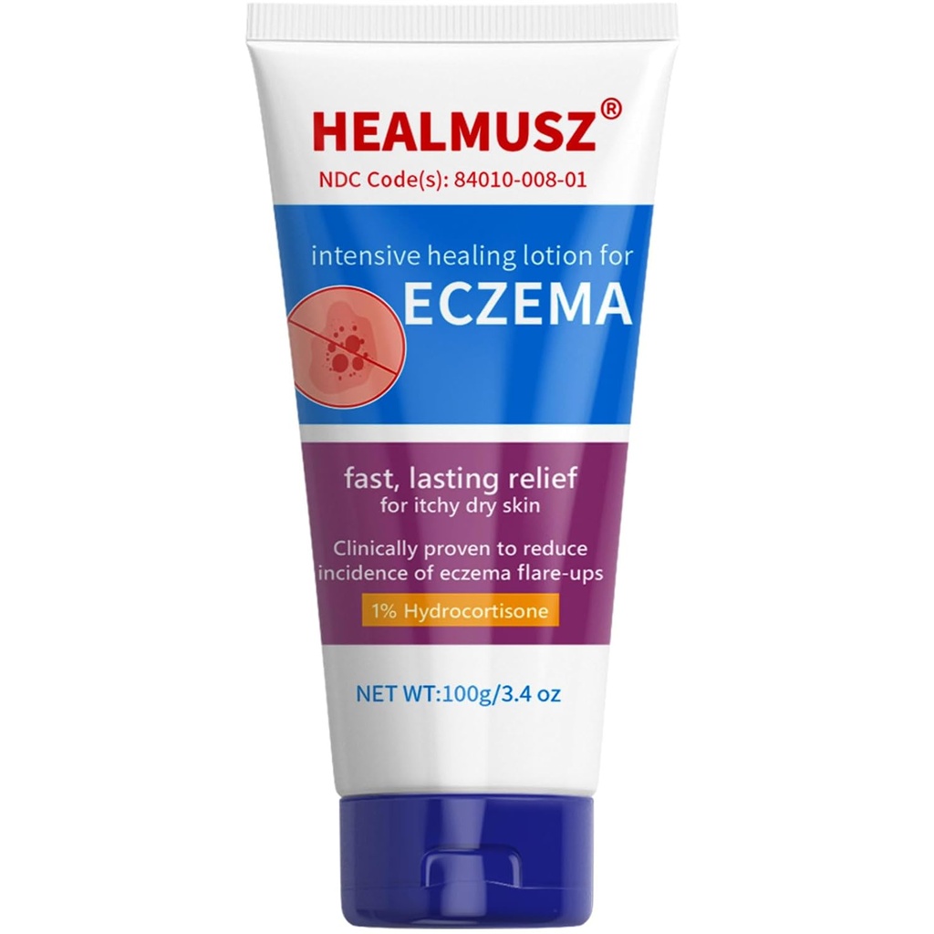 HEALMUSZ Eczema Kremi, En Güçlü% 1 Hydrocortisone Relief Anti-Itch Cream I Yoğun İyileştirme Eczema-Prone & Kuru Skin, Itching, Redness, Flaking ve Irritated