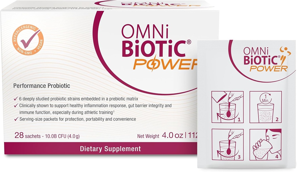 Power High Performance Daily Probiotic Supplement - Probiotic Powder with Magnesium Citrate for an Active Lifestyle - Υποστηρίζει την υγεία των οστών, την αποκατάσταση των μυών, και την ενέργεια - Vegan, μη-GMO (30 υπηρεσίες)