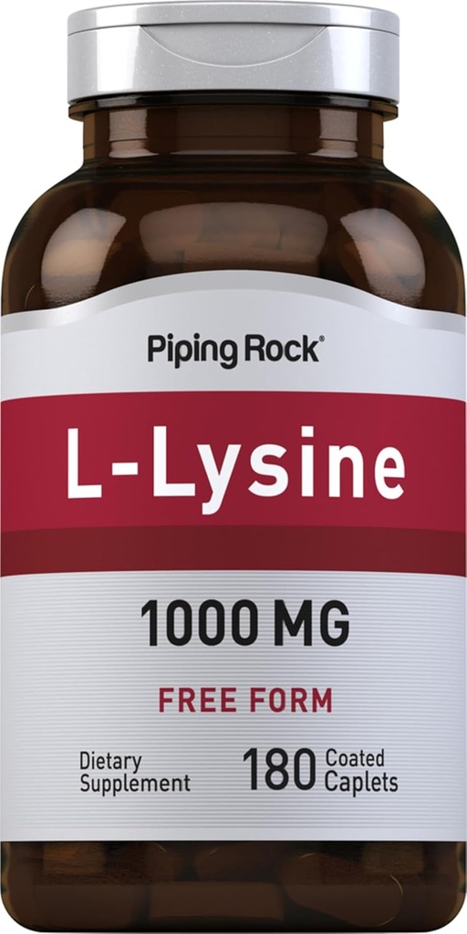 Piping Rock L-Lysine 1000 mg | 180 Caplets | Free Form | Vegetarian, Non-GMO, Gluten Free